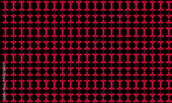 Obraz Seamless Abstract Geometric Pattern with Red Petals on Black Background