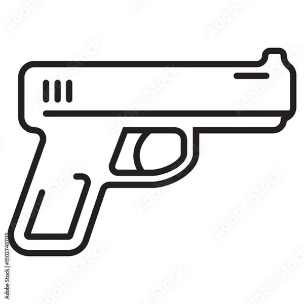 Fototapeta Gun icon with linear style on a white background