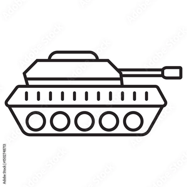 Fototapeta War tank icon in linear style 