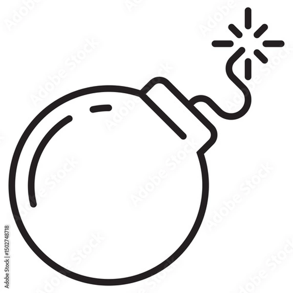 Fototapeta Simple bomb vector illustration. Bomb icon in linear style 