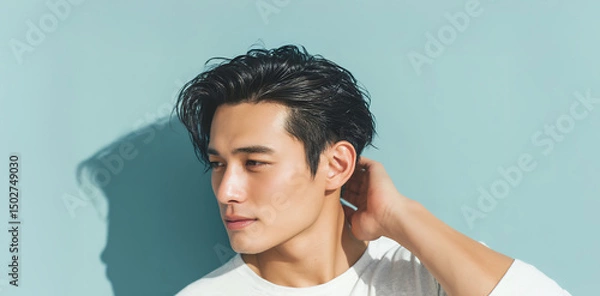 Fototapeta 肌が気になる若い男性
