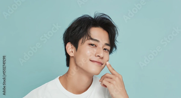 Fototapeta 肌が気になる若い男性
