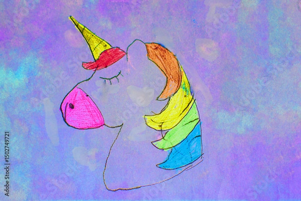 Obraz Thun unicorn with rainbow colors on a purple background
