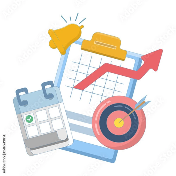 Obraz project task management concept. efficient management, strategy and performance, planning to complete work on time. business project planning. successful strategic task solutions. flat design.
