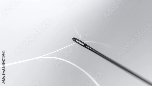 Obraz Close Up Needle With Thread On White Background