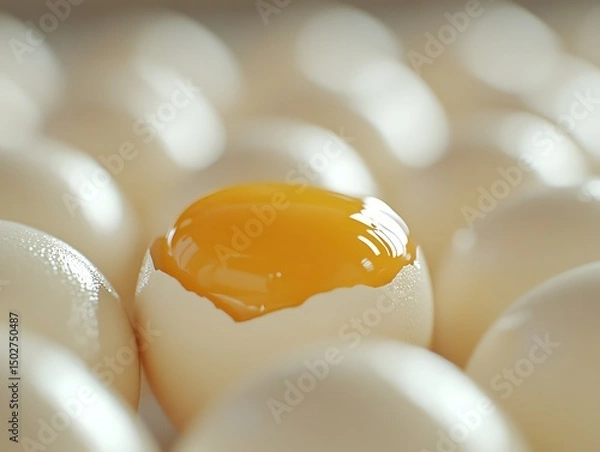Fototapeta A close up shot of white eggs arranged in a neat row