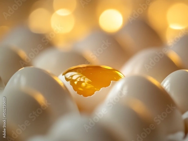 Fototapeta A close up shot of white eggs arranged in a neat row