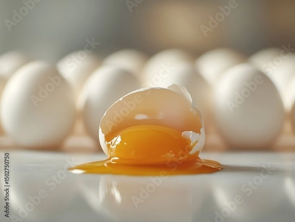Fototapeta A close up shot of white eggs arranged in a neat row