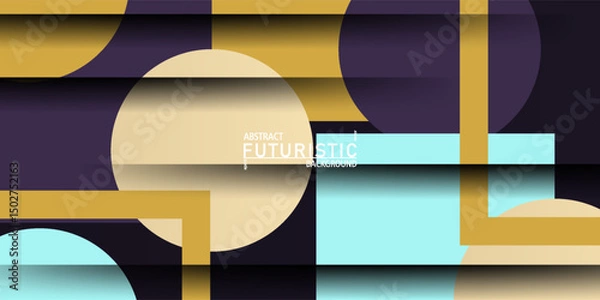 Fototapeta Abstract colorful dynamic background. Simple overlapping circle and square shape pattern design. Vector Eps10