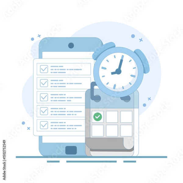 Obraz Planning App Concept. Calendar, schedule, appointment. Business Task Management. priority, important, reminder days on calendar. productivity concept. flat design illustration.