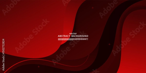 Obraz Abstract red 3D wave background. Overlapping paper cut fluid pattern. Vector Eps10