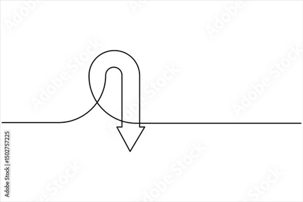 Fototapeta Continuous one line art drawing of arrows design. Vector illustration of Line art arrow symbol