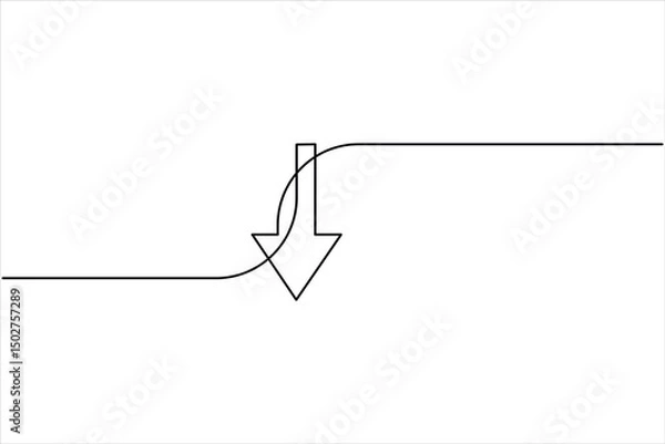Fototapeta Continuous one line art drawing of arrows design. Vector illustration of Line art arrow symbol