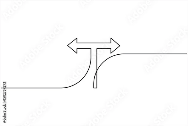 Fototapeta Continuous one line art drawing of arrows design. Vector illustration of Line art arrow symbol