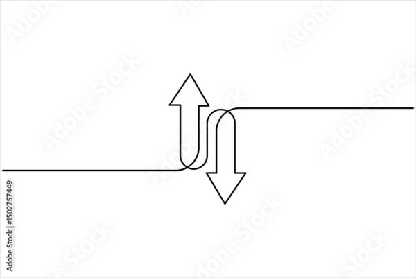 Fototapeta Continuous one line art drawing of arrows design. Vector illustration of Line art arrow symbol