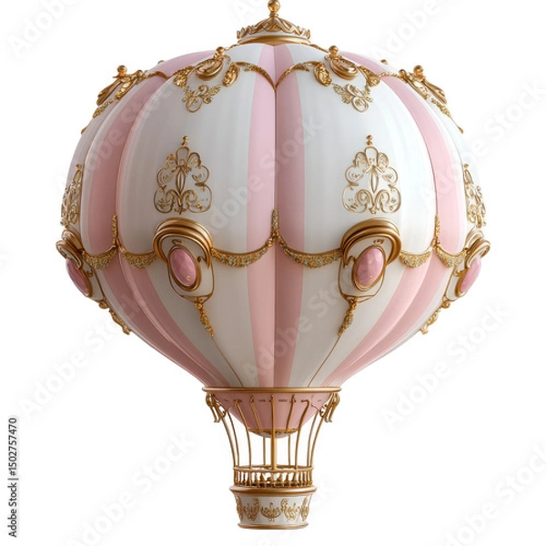 Fototapeta Ornate pink balloon design isolated on transparent background