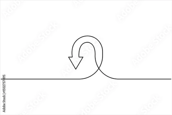Fototapeta Continuous one line art drawing of arrows design. Vector illustration of Line art arrow symbol