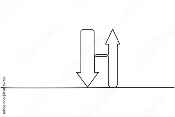 Fototapeta Continuous one line art drawing of arrows design. Vector illustration of Line art arrow symbol