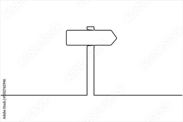 Fototapeta Road direction signboard one continuous line art drawing of vector illustration
