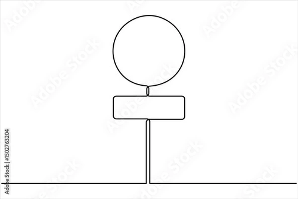 Fototapeta Road direction signboard one continuous line art drawing of vector illustration