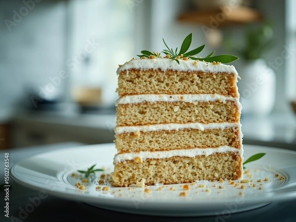 Fototapeta Luxurious Sage Butter Cake Side View