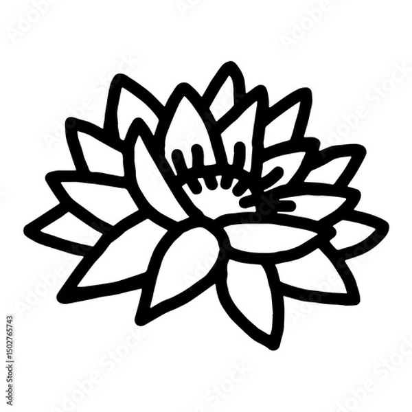 Fototapeta Основные RGB Vector image of lotus flower in doodle style.
