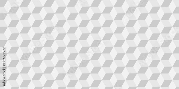 Fototapeta Minimal cubes geometric tile and mosaic wall grid retro digital tiles wallpaper background. white and gray block cube structure square triangle texture vintage design.	
