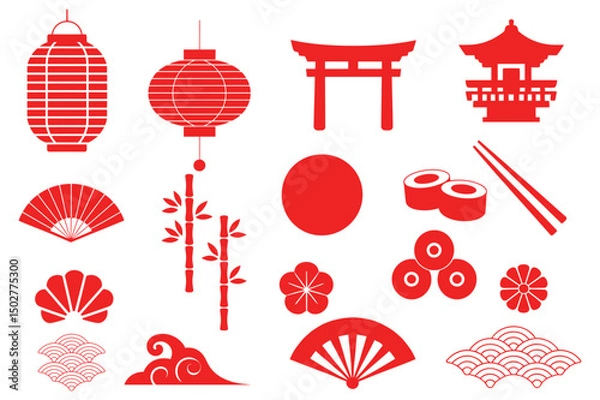 Fototapeta Chinese, Korean or Japan icons for Chinese New Year stock illustration