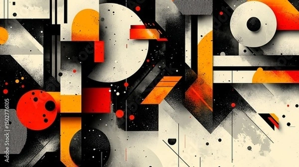 Fototapeta Abstract Geometric Composition: Bold Hues and Textured Forms