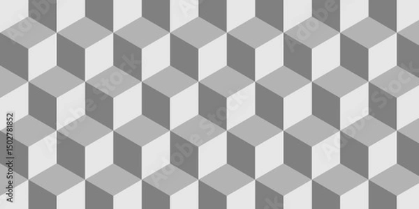 Obraz Abstract square white cubic square shape backdrop texture. cube geometric wall and floor vector diamond hexagon triangle wallpaper background.	