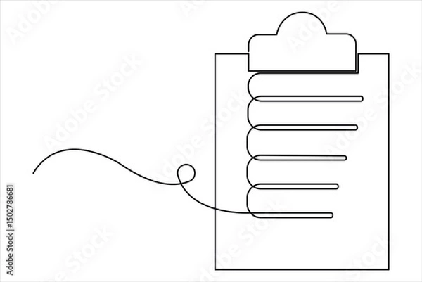 Fototapeta Continuous one line art drawing of clipboard with a checklist design. clipboard with a checklist one line vector illustration