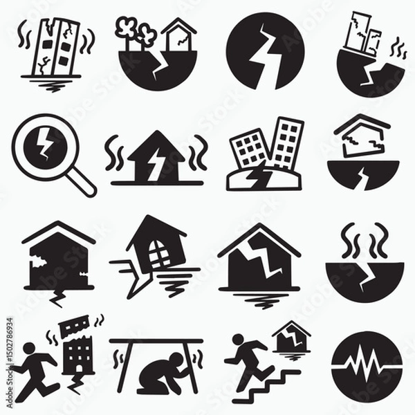 Fototapeta earthquake ground crack symbol icon illustrations