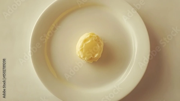 Fototapeta A Single Boiled Egg on a White Plate