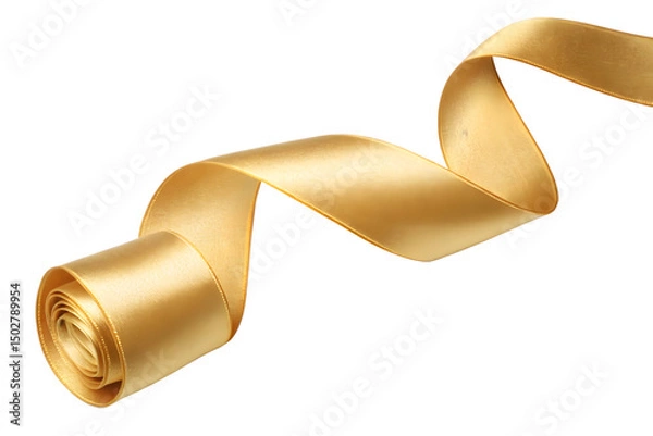 Fototapeta Golden Ribbon Unfurling Elegantly A Symbol of Celebration and Joy