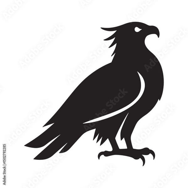 Obraz Eagle vector illustration with black silhouette wings on white background representing a wild bird in flight