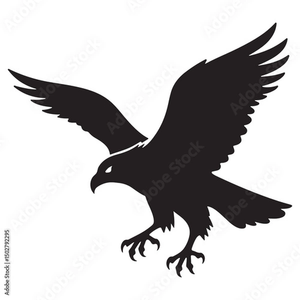 Obraz Eagle with Wings Flying Vector Illustration Silhouette Design