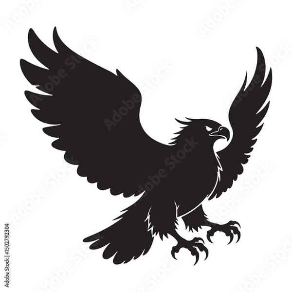 Obraz Eagle with Wings Flying Vector Illustration Silhouette Design