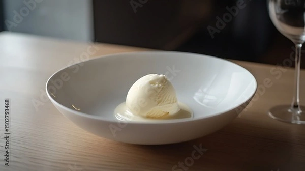 Fototapeta Scoop of Ice Cream in a White Bowl