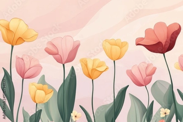 Obraz Pastel tulips in soft light