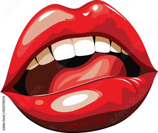 Fototapeta Red lips vector illustration