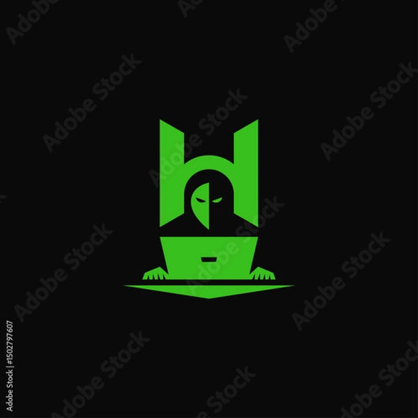 Obraz Cyber hacker H letter logo design.