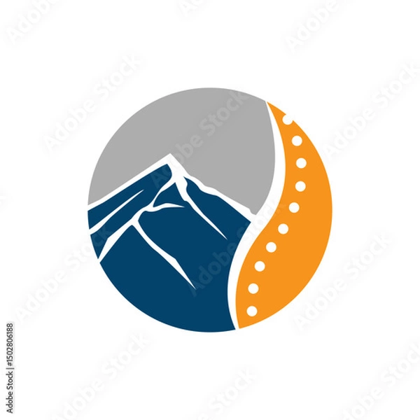Fototapeta modern chiropractic logo design graphic shilhouette of mountain and spine for spinal care brand vector template illustration