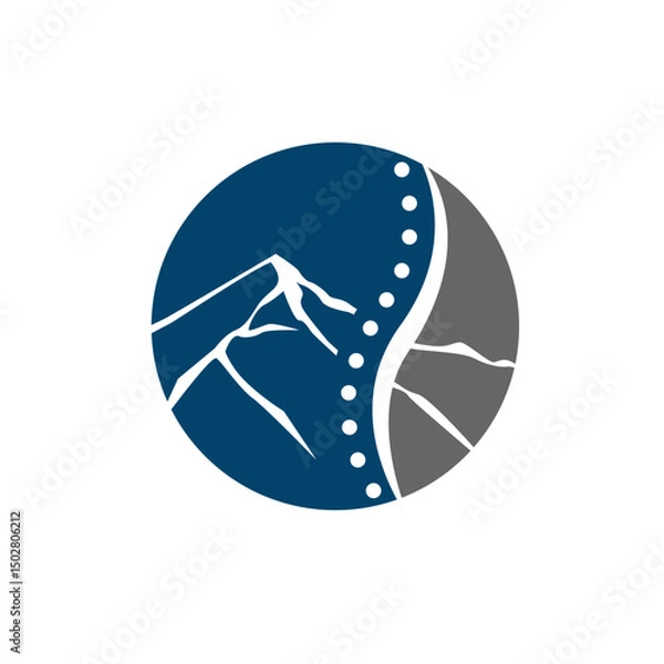 Fototapeta modern chiropractic logo design graphic shilhouette of mountain and spine for spinal care brand vector template illustration
