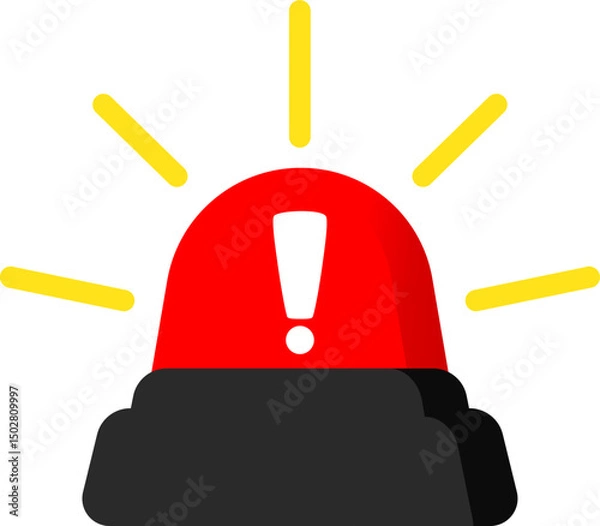 Fototapeta Flat Siren Icon Red For Warning