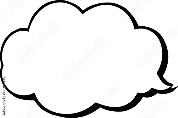 Obraz Cloud-shaped white speech bubble, isolated minimalist style, bold black outline. Clean thought or dialog symbol perfect for communication concepts and comic art messaging.
