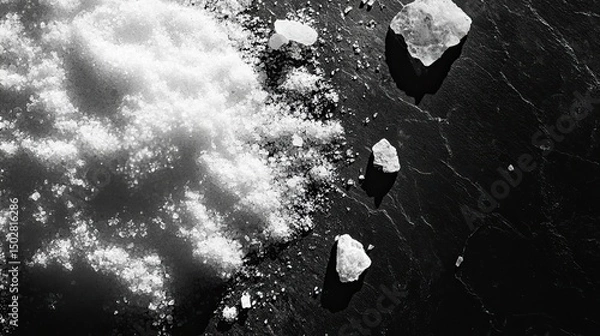 Fototapeta Coarse salt pile macro with crystal texture shadow play and food styling tone perfect for culinary or minimal detail