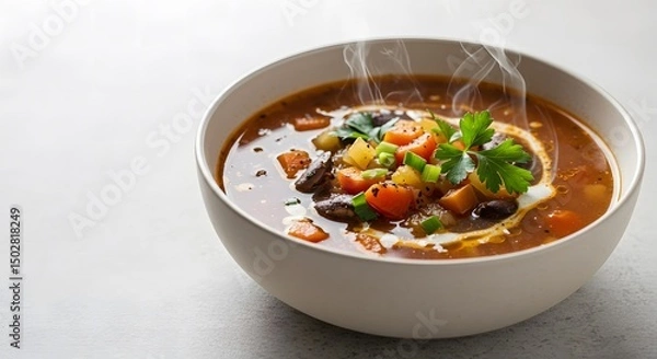 Fototapeta Warm and Flavorful Vegetable Soup Recipe A Comforting Bowl of Goodness