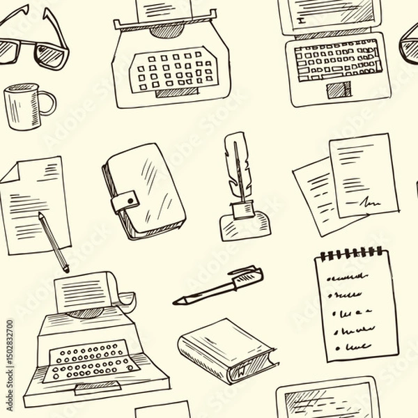 Fototapeta Copywriting doodle seamless pattern vector isolated objects
