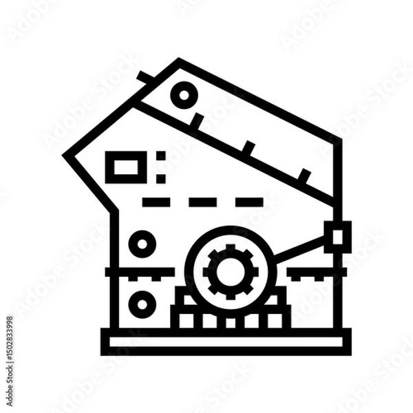 Fototapeta limestone crusher cement production line icon vector illustration