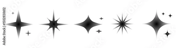 Obraz Sparkle vector icons set. Shine symbol illustration. Star sign collection.